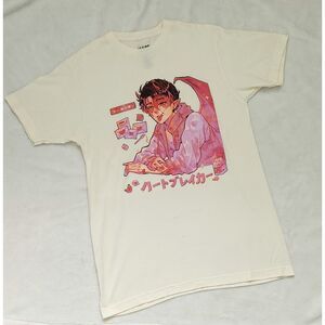 NWOT Anime boy graphic tee - pastel yellow / pinks